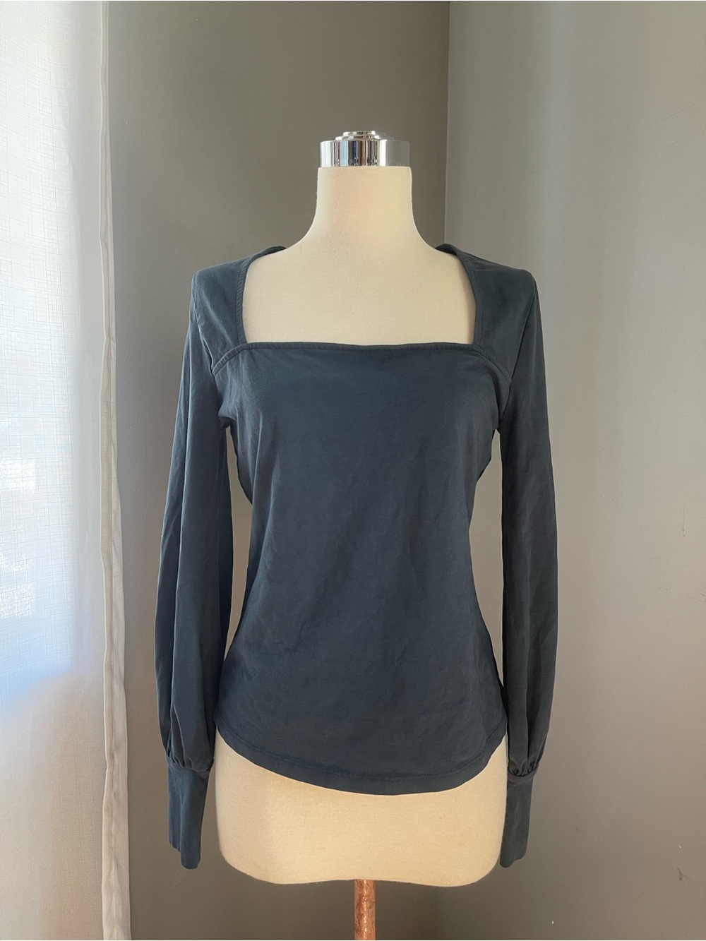 Nordstrom Long Sleeve Square Neck Top in Dark Slate